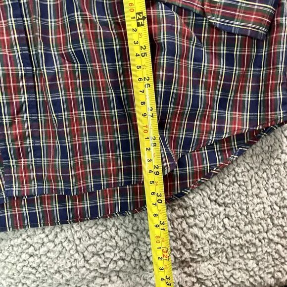 Vintage John Martin Button Up Shirt Men's Long Sleeve Western Plaid Red 36 - Picture 2 of 6